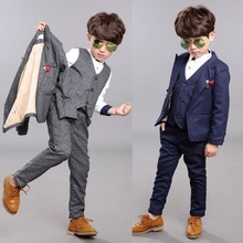 Formal de meninos de alta qualidade crianças terno blazers menino roupas para casamentos prom formal primavera outono cinza/azul do vestido de casamento menino terno 2024 - compre barato