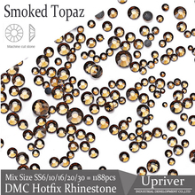 Upriver Smoked Topaz Glass Strass Iron On Stones DMC Hotfix Rhinestones Round Shape DIY Design Stones 2024 - buy cheap