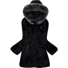 Abrigo largo con capucha para mujer, abrigo con cuello de piel de zorro plateado, piezas de piel de visón, novedad de 2019 2024 - compra barato