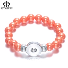 RoyalBeier Multi Cor Pérola Simulada 18mm botão snap charme Frisado pulseira Pulseira de Encaixe de 20mm 2024 - compre barato