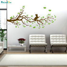 Two Colors Wall Sticker Vinyl Branch with Cat Decals Home Decor For Living Room Bedroom Self-adhesive Unique Art Murals YT544 2024 - buy cheap