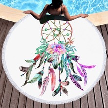 Fashion Dreamcatcher Catch The Dream Round Beach Towel With Tassels Microfiber 150cm Picnic Blanket Mat Tapestry 2024 - buy cheap