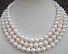 ST3666 FREE shipping> >>>>9-10MM AAA NATURAL PERFECT ROUND SOUTH SEA WHITE PEARL NECKLACE 50" GE4558 6.07 2024 - buy cheap