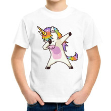 Joyonly 2018 crianças dabbing unicórnio dos desenhos animados camiseta meninos meninas animal colorido panda pinguim impresso t shirt crianças roupas de bebê 2024 - compre barato