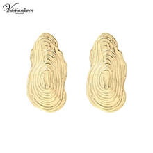 Vodeshanliwen New Irregular Golden Big Stud Earrings Party Accessories Hot Vintage Metal Statement Earrings For Women Jewelry 2024 - buy cheap