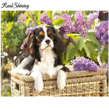 REALSHINING 5d diamond embroidery dog diamond painting Cavalier King Charles Spaniel full square mosaic rhinestones FS3041 2024 - buy cheap