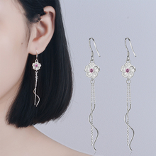 Cute Flower Tiny Pink Zirconia Crystal  Twist Long Tassel Earrings Women  Drop Earrings Fashion Party Jewelry Gifts 2024 - buy cheap