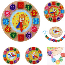New Hot Sale Kids Wooden Puzzle Toys Cognitive Digital Clock Digital Wooden Watch Jigsaw Toys Cartoon Threading Assembly Toys 2024 - buy cheap