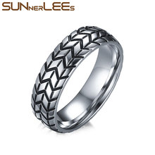 SUNNERLEES титановые кольца из нержавеющей стали 6 мм Серебро Золото Полированная модель шин кольцо мужские ювелирные изделия подарок R-232 2024 - купить недорого