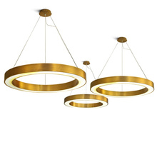 Luces colgantes LED de cobre dorado nórdico moderno, luminaria circular de suspensión para comedor, lámparas de habitación 2024 - compra barato