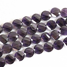 Cuentas de cristal violeta de alta calidad, 14mm, redondas, sueltas, facetadas, joyería bonita, 15 ", B745 2024 - compra barato