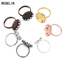 REGELIN 10pcs Adjustable Rings Bases Cabochon Settings Bezel Lace Ring Blank Base Fit 10/12/14/15/16mm Cabochon Cameo DIY Making 2024 - buy cheap