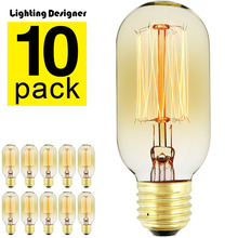 10Pieces/Pack Edison Bulb Vintage Light Bulb 40Watts 220/240V E27 Tubular Decorative Light Bulb T45 Squirrel Cage Design 2024 - buy cheap