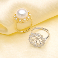 Anéis de prata esterlina s925, acessórios de anéis ajustáveis para pérola grande, 10-13mm e 3 tamanhos 2024 - compre barato