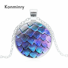 Konminry Classic Dragon Flake Egg Necklace Top Quality Glass Cabochon Silver Plated Link Chain Necklace Thrones Jewelry 2024 - buy cheap