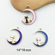 10pcs/Bag Cat Moon Enamel Charms Bracelets Drop Oil Metal Pendant For DIY Earring Hair Jewelry Meterial Making Accessories YZ062 2024 - buy cheap