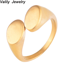 Edglifu anel feminino de dedo, anel redondo oval simples fosco de aço inoxidável, anel da moda para mulheres, festa de casamento, presente 2024 - compre barato