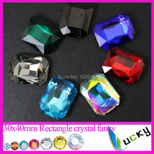 2015 New largest size 12pcs 30x40mm rectangle shape crystal fancy rhinestones point back glass strass coating colors mix color 2024 - buy cheap