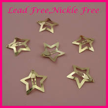 50PCS 3.0cm Golden Plain Filigree Star Metal Snap Clips for kids girls side hairpins Handmade Hair jewelry Nickle free Lead free 2024 - buy cheap