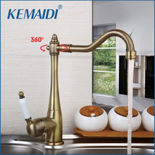 KEMAIDI Antique Copper Finish Kitchen & Bathroom Faucet Single Handle Deck Mounted Rotatable Brass Mixers & Taps Bathroom Tap 2024 - buy cheap