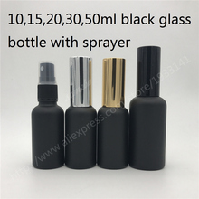 Botella vacía de cristal negro mate con pulverizadores de niebla fina para aceites esenciales, 10ml,15ml,20ml,30ml,50ml, 200 unids/lote 2024 - compra barato