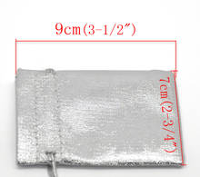 DoreenBeads  silver color Satin Gift Bags With Drawstring 9x7cm(3-1/2"x2-3/4"),100PCs (B16805) 2024 - buy cheap