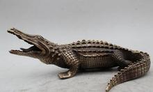 Arte bronze decoração de casa 11 "antigo chinês china cobre bronze realista crocodilo caimão estátua crocodilo 2024 - compre barato