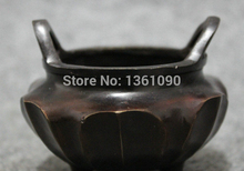 xd 001105 Old Tibet Bronze Collect Auspicious Lotus Leaf Statue Bowl Incense Burner Censer 2024 - buy cheap