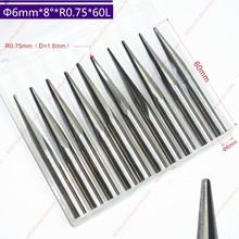 6mm*10degree*R0.75*60L,Freeshipping CNC solid carbide End Mill,woodworking router bit,taper ball nose milling cutter,relief tool 2024 - buy cheap
