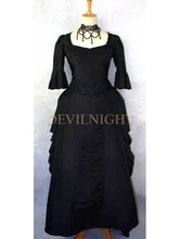 Black Victorian High-Low Gown Long Victorian Bustle Gothic Gown 2024 - buy cheap