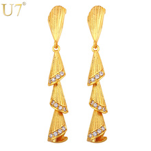 U7 Long Earrings For Women Wholesale Gold/Silver Color Zirconia Drop Earrings Fashion Jewelry For Women E722 2024 - buy cheap