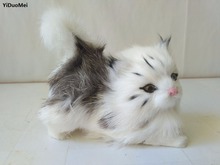 simulation cat 12x11cm model,plastic&furs sounds miaow gray&white cat handicraft,home decoration,gift p0889 2024 - buy cheap