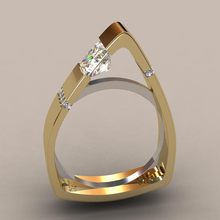 Fdlk anel de cristal pequeno, luxuoso estiloso cor dourada amarela joia promessa anéis de noivado para mulheres 2024 - compre barato
