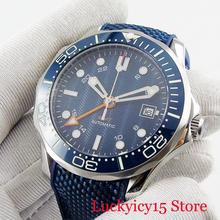 BLIGER Luxury 41mm Self Winding Men's Watch GMT Hand Rubber Strap Sterile Dial Mechanical Wristwatch 2024 - buy cheap
