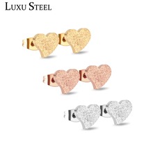 LUXUSTEEL Safety Pin Earrings Stainless Steel 3pairs Heart Stud Earrings Fashion Jewelry 2020 pendientes Mujer Party Wholesale 2024 - buy cheap
