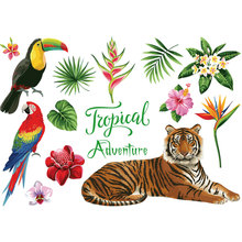 Наклейка на стену тропический Тигр ПВХ креативный стикер на стену джунгли животное водонепроницаемый настенное искусство обои 50*70 см самоклеющиеся Рождество 2024 - купить недорого