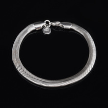 Pulseira & bracelete tom de cobra feminino e masculino, pulseira banhada a prato plano de 6mm, joia estilosa para presente 2024 - compre barato