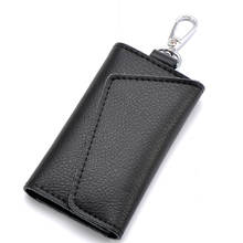 Genuine Leather Keychain Men Women Key Holder Organizer Pouch Cow Split Car Key Wallet Housekeeper Key Case Mini Card Bag 2024 - buy cheap