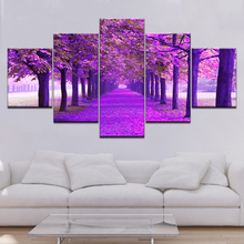 The purple fall live forest landscape 5 Panels HD Print Wall Art modern Modular Poster art Canvas painting Home Decor 2024 - buy cheap