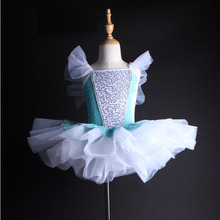 Профессиональное балетное платье-пачка, детское синее балетное платье для девочек, бархатный балетный костюм с лебедем и озером Стразы для детских танцев 2024 - купить недорого