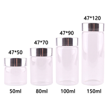 16pcs Dia 47mm 50ml/80ml/100ml/150ml Transparent Glass Spice Bottles Jar Terrarium with Silver Aluminum Lid Wedding Craft Gift 2024 - buy cheap