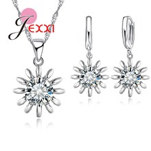 Best New Fashion Engagement Jewelry Set Bridal Sunflower For Women Pendant Necklace/Hoop Earrings Wedding Jewelry Set 2024 - buy cheap