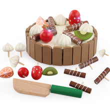 Brinquedo infantil de bolo de aniversário, brinquedo de madeira para cozinha, bolo de frutas, brinquedo educativo infantil 2024 - compre barato