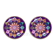 Vintage Jewelry Mandala Earrings Henna OM Symbol Buddhism Zen Online Shopping India Fashion Stud Earrings For Women Girls Gift 2024 - buy cheap