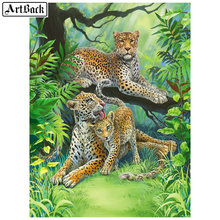 Forest Animals 5d Diamond Painting Leopard Family Full Square Diamond Embroidery Leopard 3d Round Diamond Mosaic Wall Sticker 2024 - buy cheap