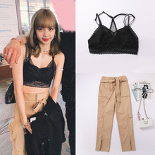 kpop Korean Celebrity same summer Lace khaki high waist casual overalls pants women korean streetwear trousers female clothes 2024 - buy cheap