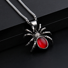 Punk Vintage Spider Necklace Pendant Red Crystal Jewelry Halloween Party Decor Gifts for Men Women Hip Hop Animal Necklace 2024 - buy cheap