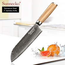 Sunnecko, faca santoku de 7 '', aço de damasco, lâmina japonesa vg10, facas de cozinha, cabo de madeira original, afiada, carne, cortador de chef 2024 - compre barato