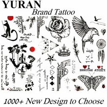 Pegatinas de tatuaje temporal para niños y niñas, tatuajes pequeños, arte corporal, brazo, 3D, flor Rosa Negra, papel, pistola de pájaros 2024 - compra barato