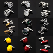 Free delivery, new 18 high-end men's shirt cuff button / Strawberry / Compass/Safety hat cufflinks French shirt cufflinks 2024 - buy cheap